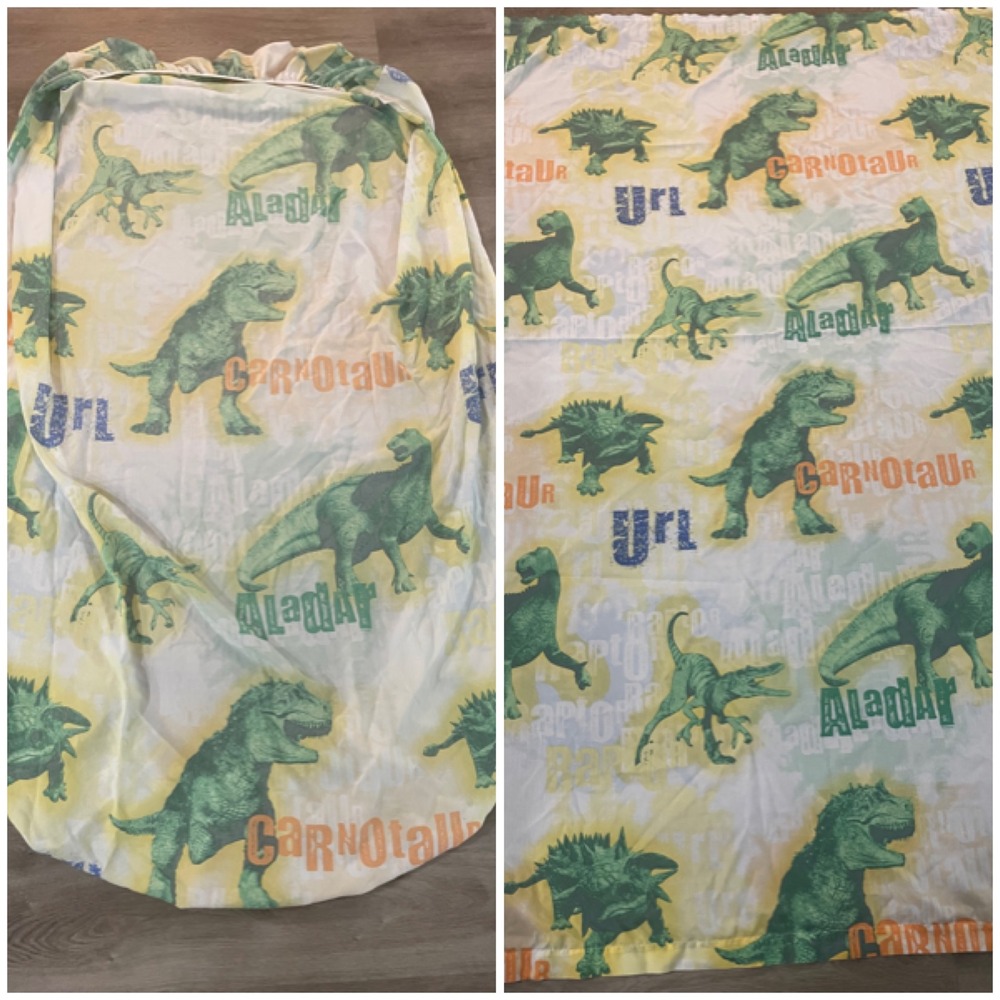 Vintage Disney Dinosaur Sheets Twin 2000 Aladar Carnotaur Movie Flat Fitted Y2K